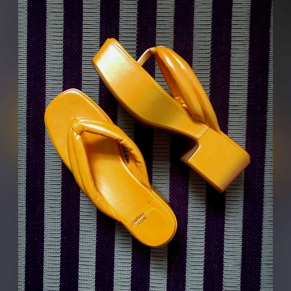 Jeffrey Campbell LUAU orange iridescent platform sandals